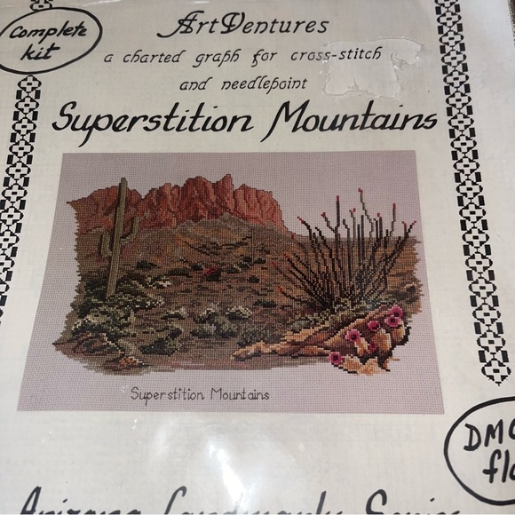 ART VENTURES Counted Cross Stitch/Needlepoint Chart - SUPERSTITION MOUNTAINS NIP - Picture 1 of 6